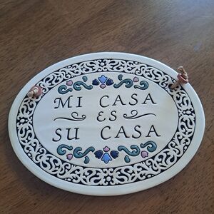 Trinity Pottery "MI CASA ES SU CASA” Country Wall Plaque Ceramic Stoneware